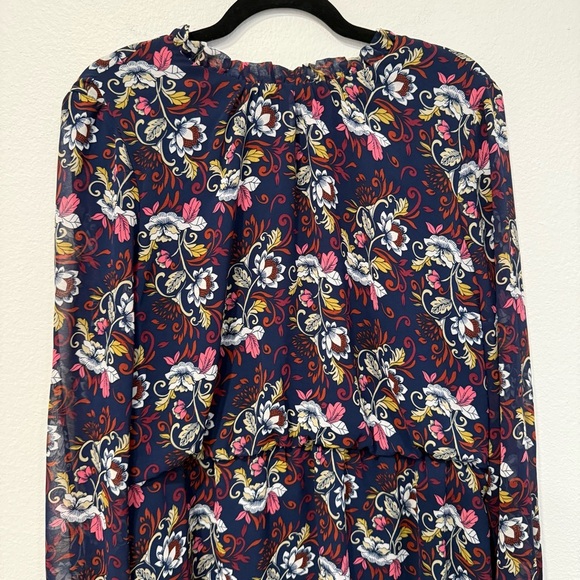 WAYF Navy Blue Floral Long Sleeve Dress L - Picture 2 of 7